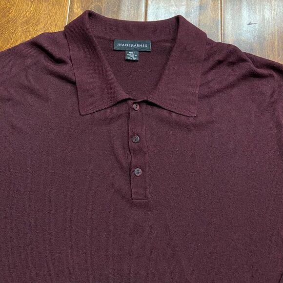 Jhane Barnes Casual Fit Burgundy Polo Lightweight Silk Sweater Top Men's Size XL - Picture 2 of 9